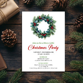 Elegant watercolor Christmas wreath dinner invite Inbjudningar