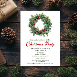 Elegant Watercolor Christmas Wreath Party Invite Inbjudningar