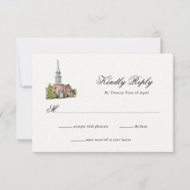 Elegant Watercolor Church bröllop OSA Kort
