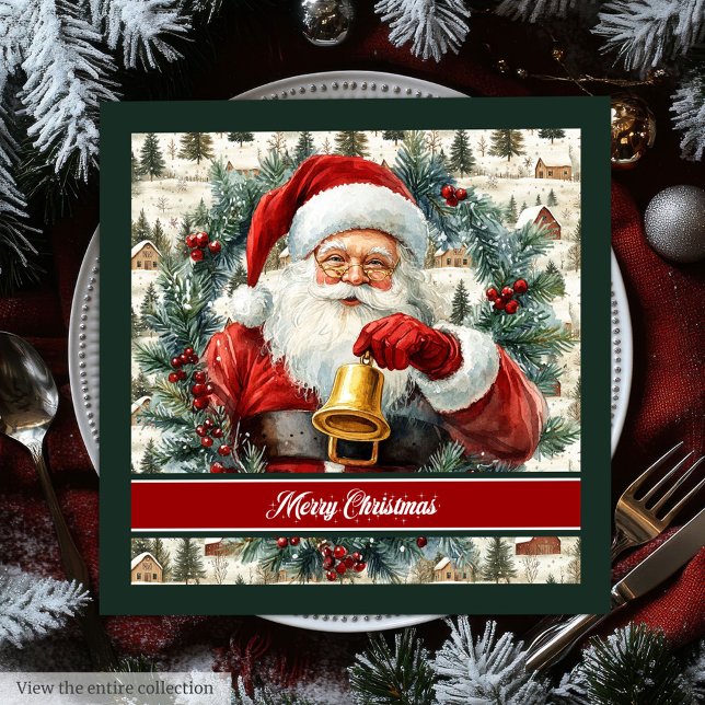 Elegant Watercolor Classic Santa Party Napkins Pappersservett (Elegant Watercolor Classic Santa Party Napkins)