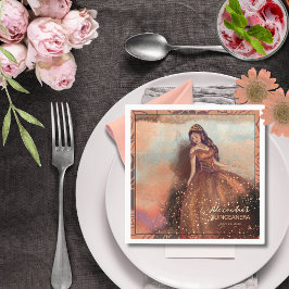 Elegant Watercolor Copper Ro Quinceañera Napkin Pappersservett