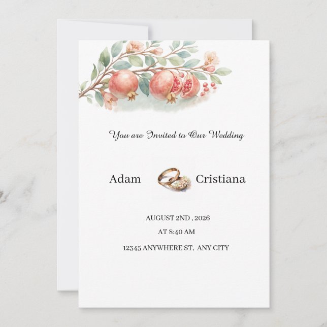 Elegant Watercolor Couple Wedding Invitation Inbjudningar (Framsida)