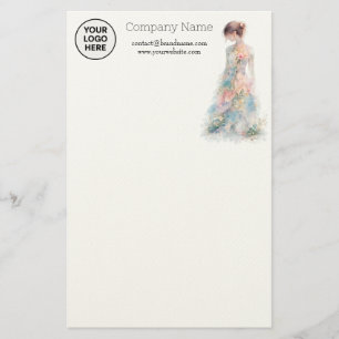 Elegant Watercolor Couture Bröllopsmode Designerar Brevpapper