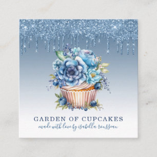 Elegant Watercolor Cuptårta Baker Pastry Chef Fyrkantigt Visitkort