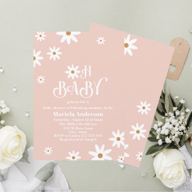 Elegant Watercolor Daisy Baby i Bloom Baby Showe Inbjudningar (Skapare uppladdad)