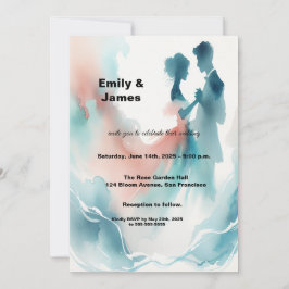 Elegant Watercolor Dancing Couple Wedding Invitati Inbjudningar
