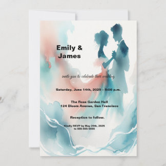 Elegant Watercolor Dancing Couple Wedding Invitati Inbjudningar