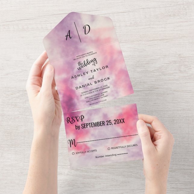 Elegant Watercolor dusty ro rosa chic Bröllop Al (Avrivbar del)
