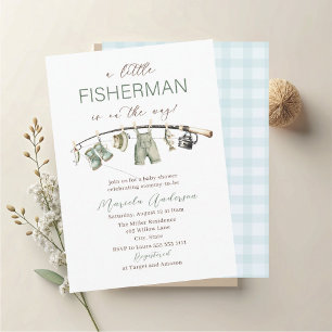 Elegant Watercolor En liten fiskare Baby Showe Inbjudningar