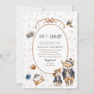 Elegant Watercolor En liten pumpa, åk Baby Inbjudningar