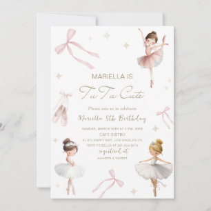 Elegant Watercolor Ett 5-års födelsedag tutu söt Inbjudningar