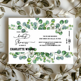 Elegant Watercolor Eucalyptus Baby Shower Inbjudningar