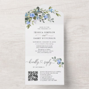 Elegant Watercolor Eucalyptus Blue Ro Bröllop