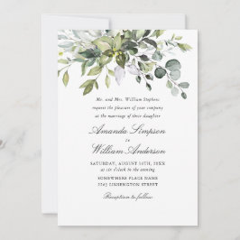 Elegant Watercolor Eucalyptus Bohemian Bröllop Inbjudningar