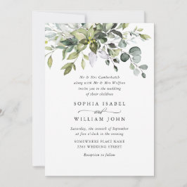 Elegant Watercolor Eucalyptus Bohemian Bröllop Inbjudningar