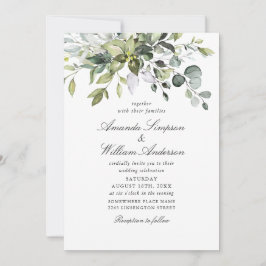 Elegant Watercolor Eucalyptus Bohemian Bröllop Inbjudningar