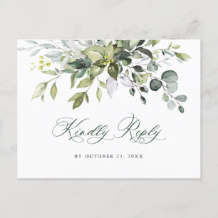 Elegant Watercolor Eucalyptus Boho Bröllop OSA Vykort