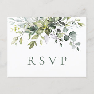 Elegant Watercolor Eucalyptus Boho Bröllop OSA Vykort