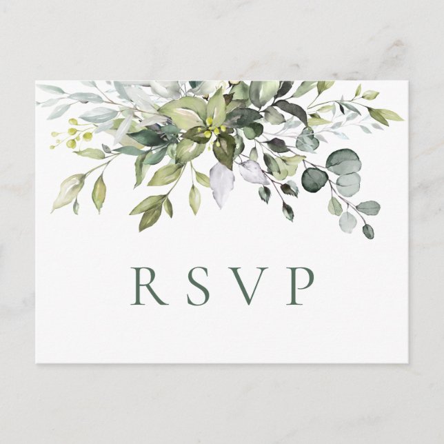 Elegant Watercolor Eucalyptus Boho Bröllop OSA Vykort (Framsida)