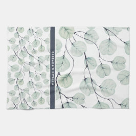 Elegant Watercolor Eucalyptus Botanical Monogram Kökshandduk