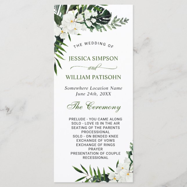 Elegant Watercolor Eucalyptus Bröllop Ceremony Program (Framsida)