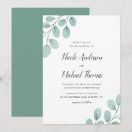 Elegant Watercolor Eucalyptus Bröllop Inbjudningar