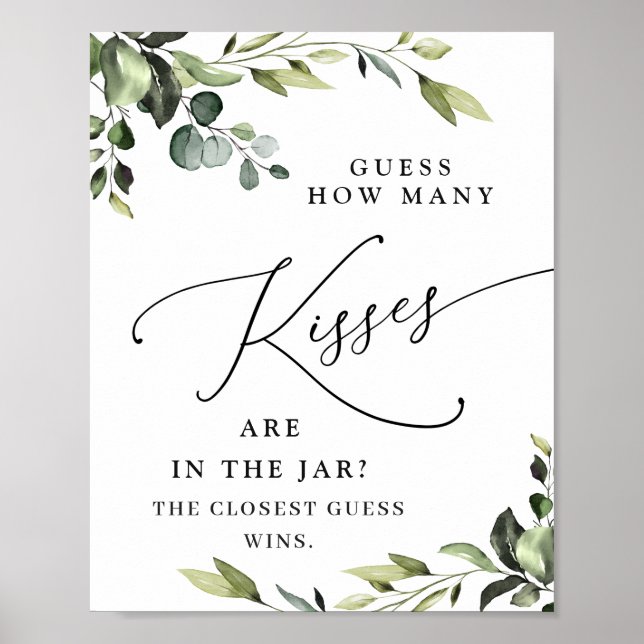 Elegant Watercolor Eucalyptus Bröllopsdusch Poster (Framsidan)