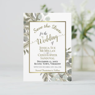 Elegant Watercolor Eucalyptus & Gräs Bröllop Spara Datumet