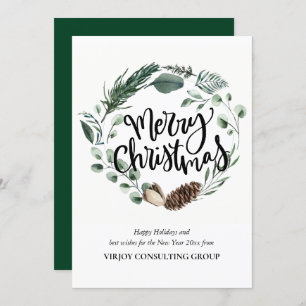 Elegant Watercolor Eucalyptus Gräs Cone Corporate Julkort