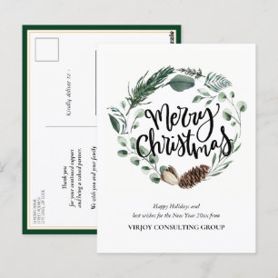 Elegant Watercolor Eucalyptus Gräs Cone Corporate Vykort