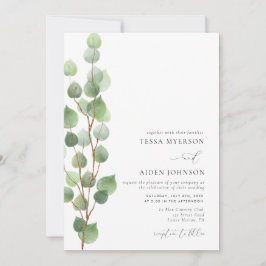 Elegant Watercolor Eucalyptus Greenery Bröllop Inbjudningar