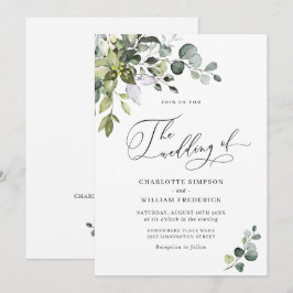 Elegant Watercolor Eucalyptus Greenery Bröllop Inbjudningar