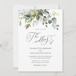 Elegant Watercolor Eucalyptus Greenery Bröllop Inbjudningar