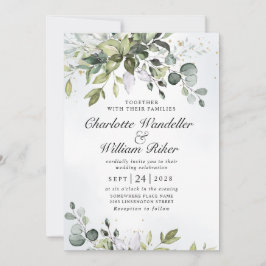 Elegant Watercolor Eucalyptus Greenery Bröllop Inbjudningar