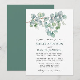 Elegant Watercolor Eucalyptus Greenery Bröllop Inbjudningar