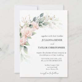 Elegant Watercolor Eucalyptus Greenery Bröllop Inbjudningar