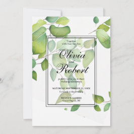 Elegant Watercolor eucalyptus greenery bröllop Inbjudningar