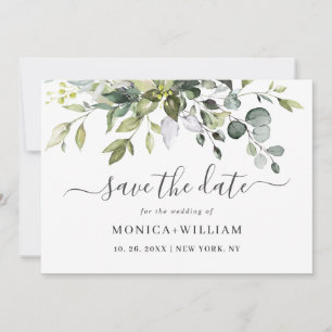 Elegant Watercolor Eucalyptus Greenery Bröllop Sav Spara Datumet