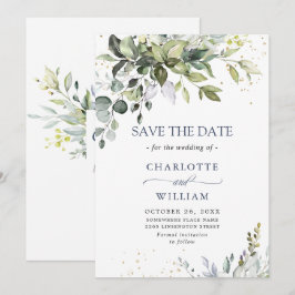 Elegant Watercolor Eucalyptus Greenery Bröllop Spara Datumet
