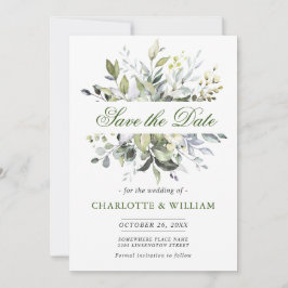Elegant Watercolor Eucalyptus Greenery Bröllop Spara Datumet