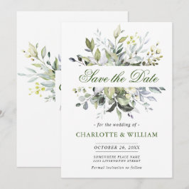 Elegant Watercolor Eucalyptus Greenery Bröllop Spara Datumet