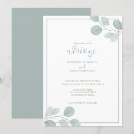 Elegant Watercolor Eucalyptus Gren Bröllop Inbjudningar