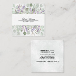 Elegant Watercolor Eucalyptus och Lavender Fyrkantigt Visitkort