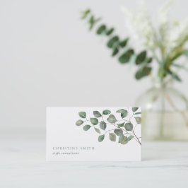 Elegant Watercolor Eucalyptus Simple Greenery Visitkort
