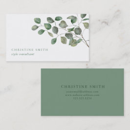 Elegant Watercolor Eucalyptus Simple Greenery Visitkort