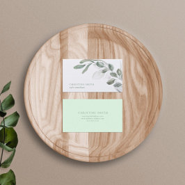 Elegant Watercolor Eucalyptus Simple Greenery Visitkort