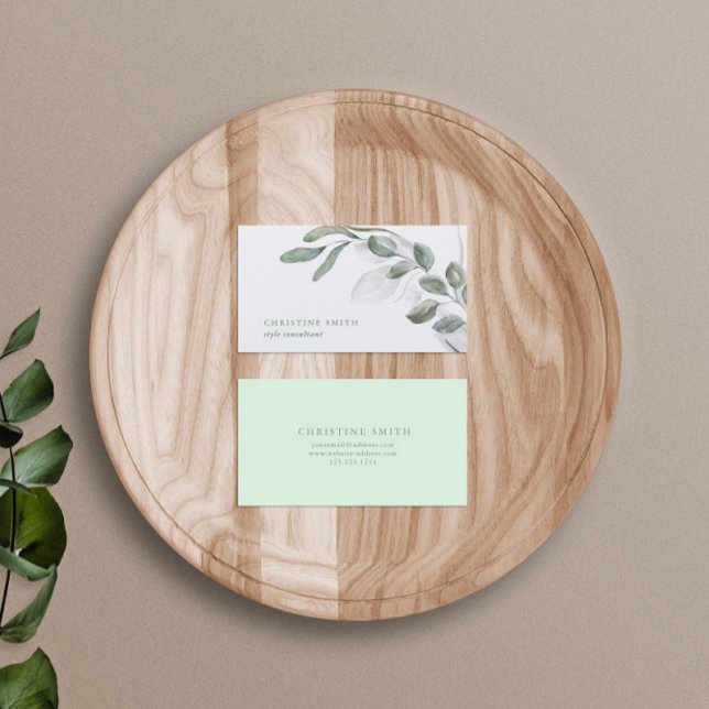 Elegant Watercolor Eucalyptus Simple Greenery Visitkort (Skapare uppladdad)