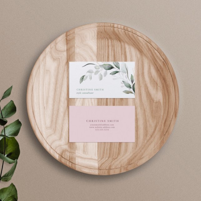 Elegant Watercolor Eucalyptus Simple Greenery Visitkort (Skapare uppladdad)