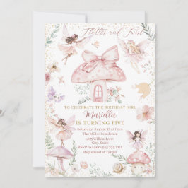 Elegant Watercolor Fairy blir fem dagar Inbjudningar