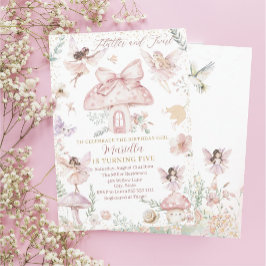 Elegant Watercolor Fairy blir fem dagar Inbjudningar